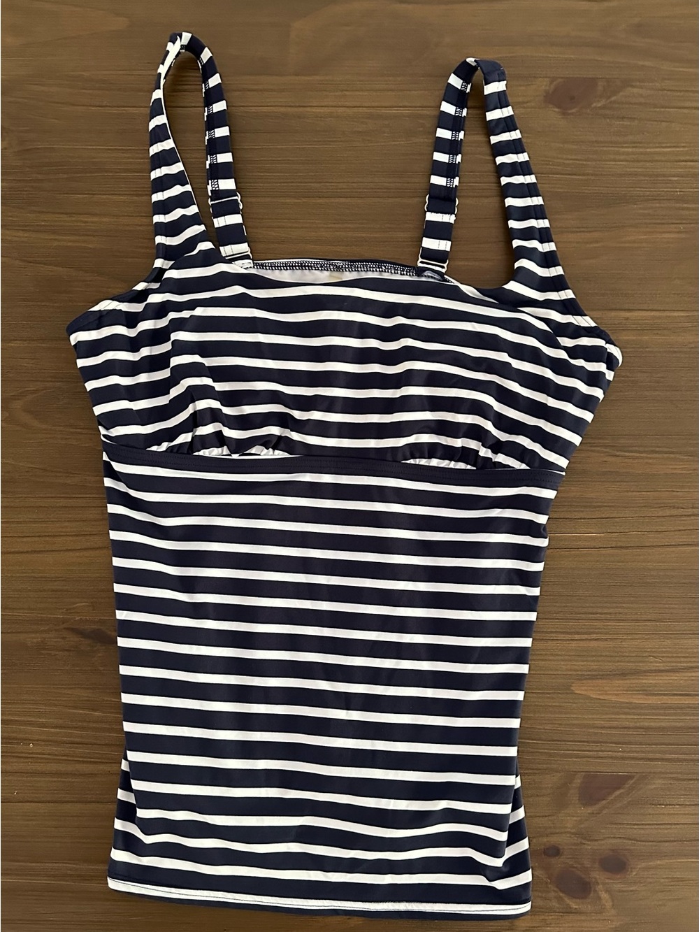 Lands' End Navy & White Stripe Underwire Swim Top